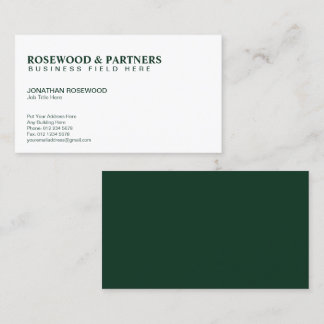 Minimalist Professional Green & White | One Sided Business Card
