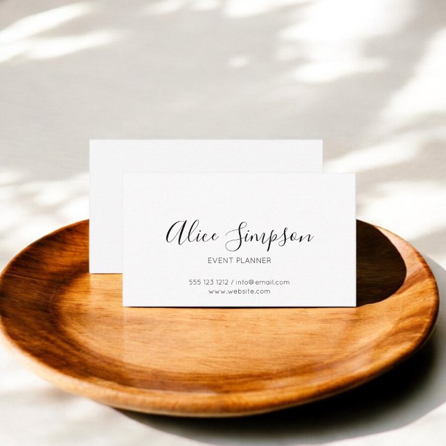 Minimalist Professional Handwritten Font White Business Card (Creator Uploaded)
