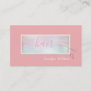 Minimalist professional  holographic hair salon business card