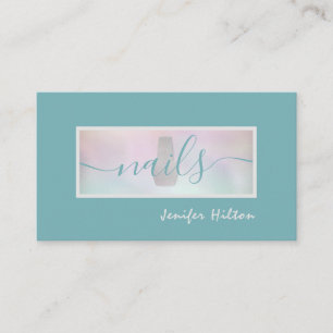 Minimalist professional holographic nail salon business card