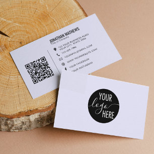 Minimalist Professional Lavender Company Logo QR Business Card