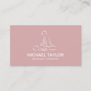 Minimalist Professional Male Massage Therapist  Business Card