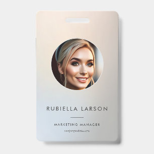 Minimalist professional Marketing photo Silver  ID Badge