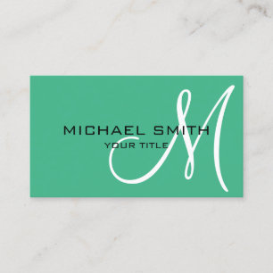 Minimalist Professional Mint Monogram Business Card