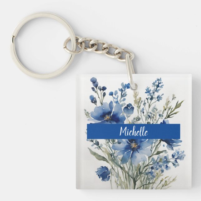 Minimalist Professional Modern Bunch of Flowers Key Ring (Front)