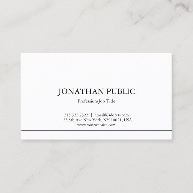 Minimalist Professional Modern Elegant Plain Chic Business Card (Front)