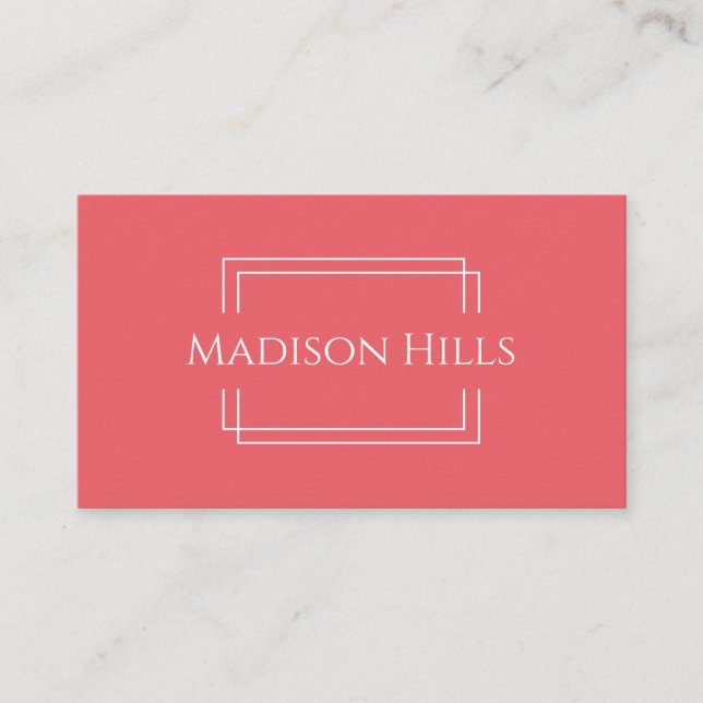 Minimalist Professional Modern Frame Pink Business Card (Front)