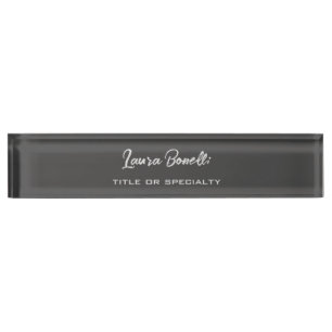 Minimalist Professional Modern Handwrite Dark Grey Nameplate