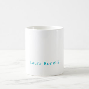 Minimalist Professional Modern Name Azure Blue Coffee Mug