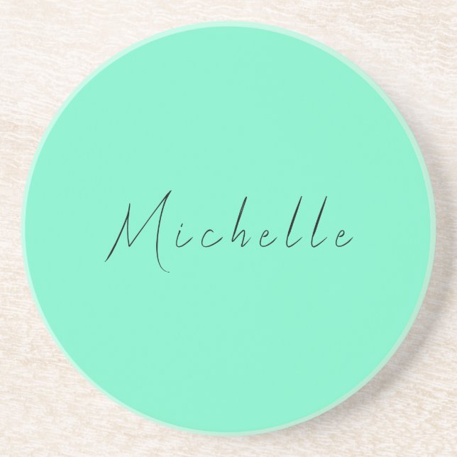 Minimalist Professional Modern Name Handwritten Coaster (Front)