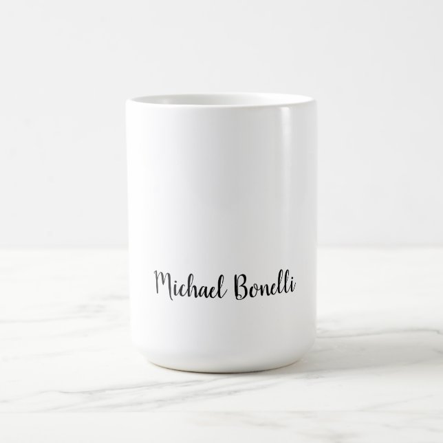 Minimalist Professional Modern Plain Black White Coffee Mug (Center)