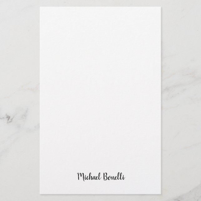 Minimalist Professional Modern Plain Black White Stationery (Front)