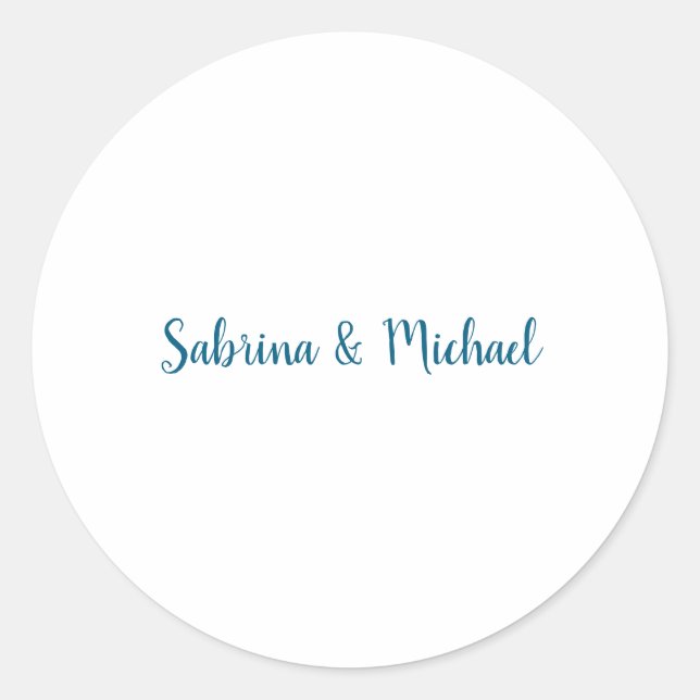 Minimalist Professional Modern Plain Blue White Classic Round Sticker (Front)
