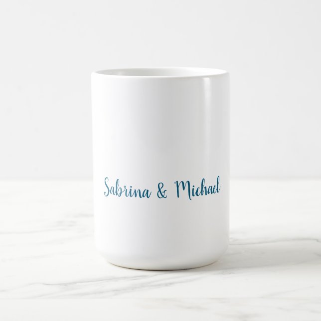 Minimalist Professional Modern Plain Blue White Coffee Mug (Center)