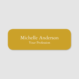 Minimalist Professional Modern Plain Dijon Yellow Name Tag