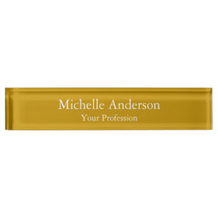 Minimalist Professional Modern Plain Dijon Yellow Nameplate