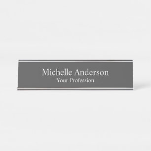 Minimalist Professional Modern Plain Grey Colour Desk Name Plate