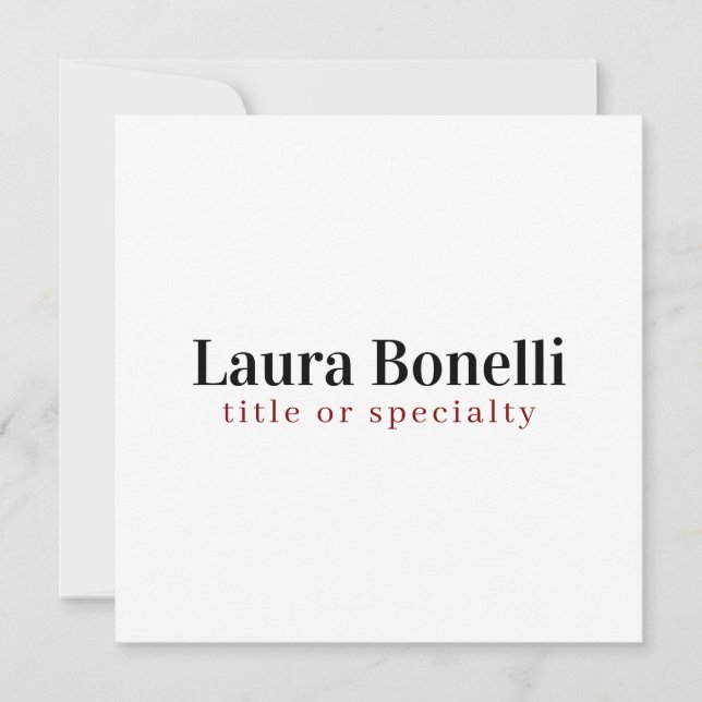 Minimalist Professional Modern Plain Name Title Card (Front)