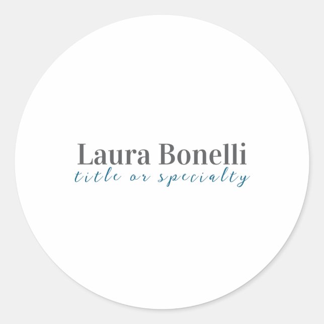 Minimalist Professional Modern Plain Name Title Classic Round Sticker (Front)