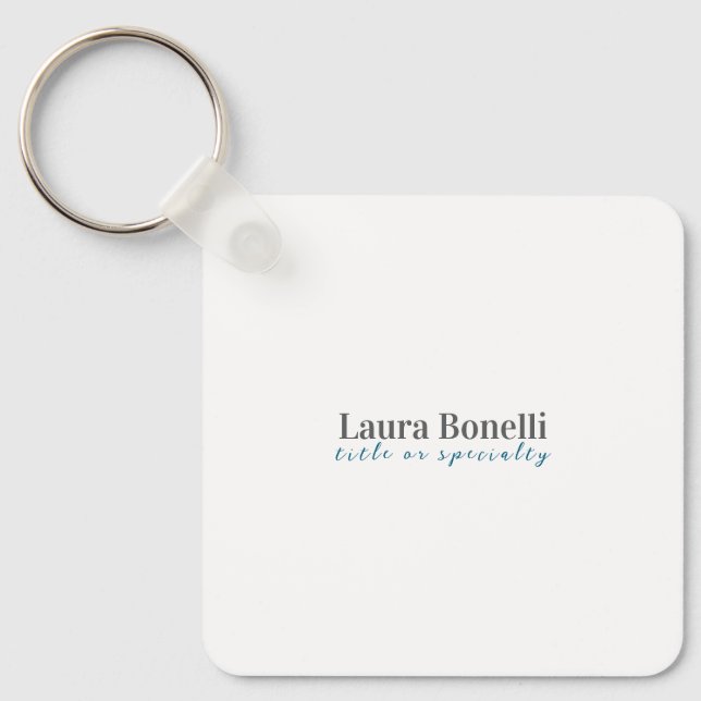 Minimalist Professional Modern Plain Name Title Key Ring (Front)