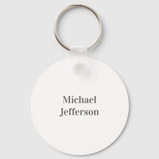 Minimalist Professional Modern Plain Name Title Key Ring (Front)