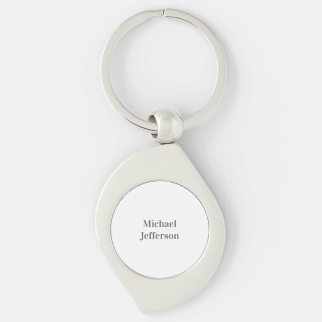 Minimalist Professional Modern Plain Name Title Key Ring (Front)