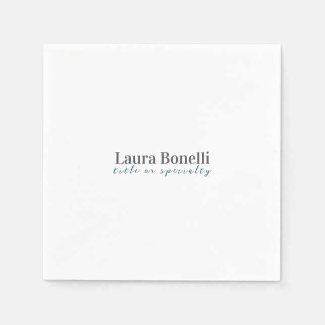 Minimalist Professional Modern Plain Name Title Napkin (Front)