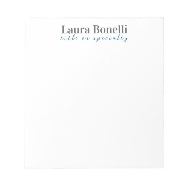 Minimalist Professional Modern Plain Name Title Notepad (Front)