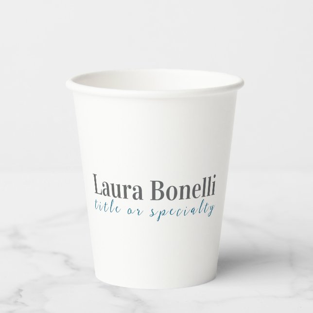 Minimalist Professional Modern Plain Name Title Paper Cups (Front)