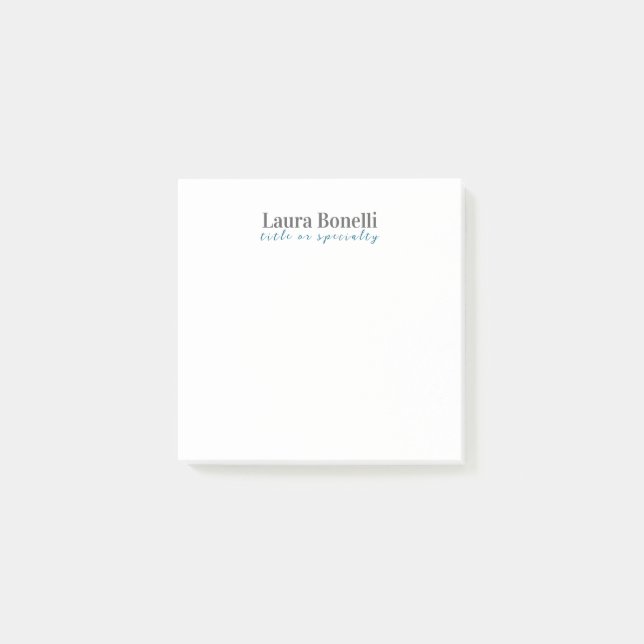 Minimalist Professional Modern Plain Name Title Post-it Notes (Front)