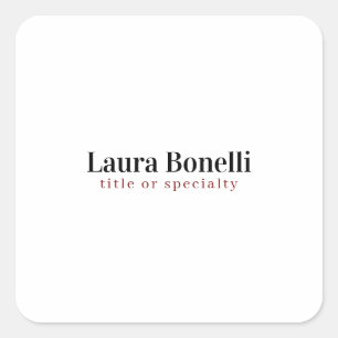 Minimalist Professional Modern Plain Name Title Square Sticker