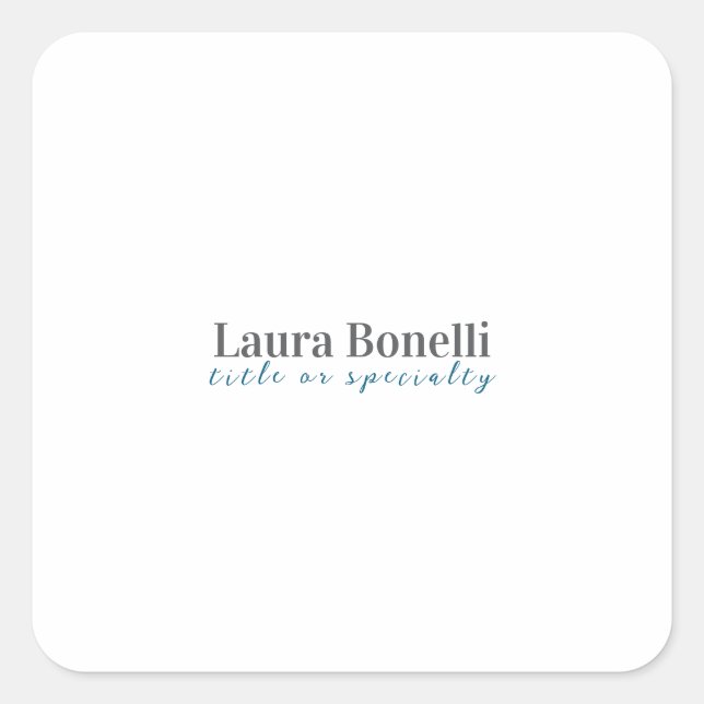 Minimalist Professional Modern Plain Name Title Square Sticker (Front)