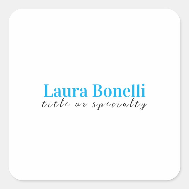 Minimalist Professional Modern Plain Name Title Square Sticker (Front)