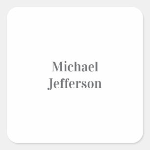 Minimalist Professional Modern Plain Name Title Square Sticker