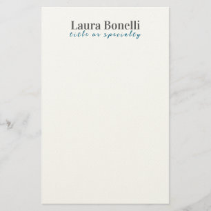 Minimalist Professional Modern Plain Name Title Stationery