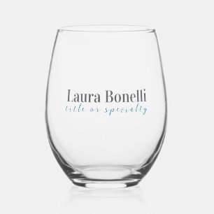 Minimalist Professional Modern Plain Name Title Stemless Wine Glass