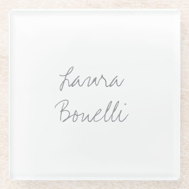 Minimalist Professional Modern Your Name Glass Coaster (Front)