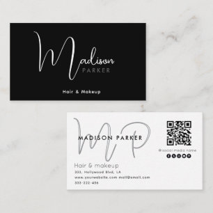 Minimalist professional monogram Qr code Business Card