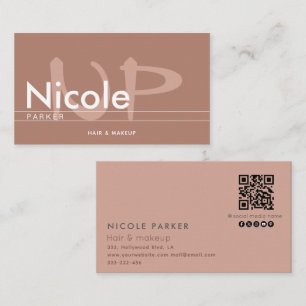 Minimalist professional monogram  Qr code cinnamon Business Card