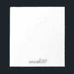 Minimalist professional personalised stationery notepad<br><div class="desc">Elegant modern minimalist typography name design in black and white,  simple and stylish. great professional personalised stationery.
See all the matching pieces in collection</div>