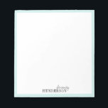Minimalist professional personalized stationery notepad<br><div class="desc">Elegant modern minimalist typography name design with color editable aqua blue border,  simple and stylish. great professional personalized stationery.
See all the matching pieces in collection</div>