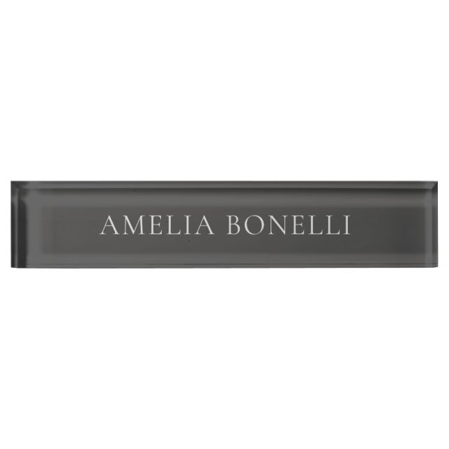 Minimalist Professional Plain Add Name Grey Nameplate (Front)