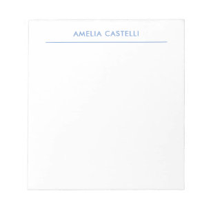Minimalist Professional Plain Blue White Notepad