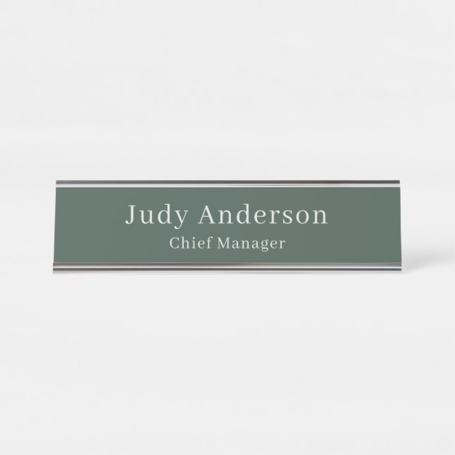 Minimalist Professional Plain Modern Elegant Desk Name Plate (Front)