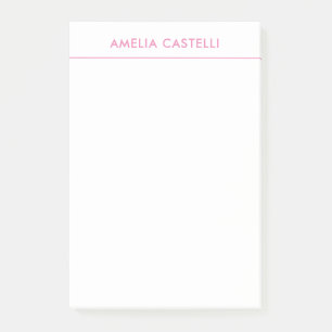 Minimalist Professional Plain Pink White Post-it Notes