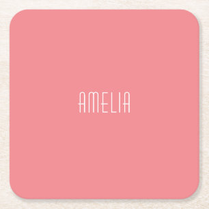 Minimalist Professional Plain Simple Name Square Paper Coaster