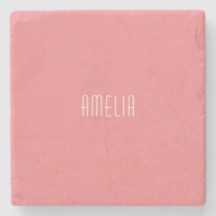 Minimalist Professional Plain Simple Name Stone Coaster