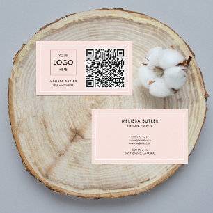 Minimalist Professional QR Code Blush Pink Business Card