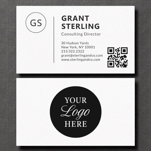 Minimalist Professional QR Code Company Logo  Business Card (Creator Uploaded)