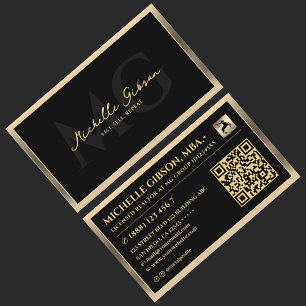 Minimalist Professional Realtor Faux Gold Border Business Card